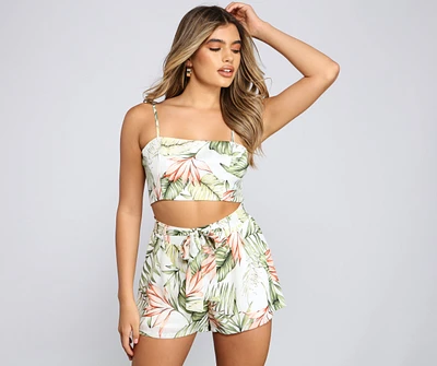 Vacay On My Mind Tropical Print Crop Top