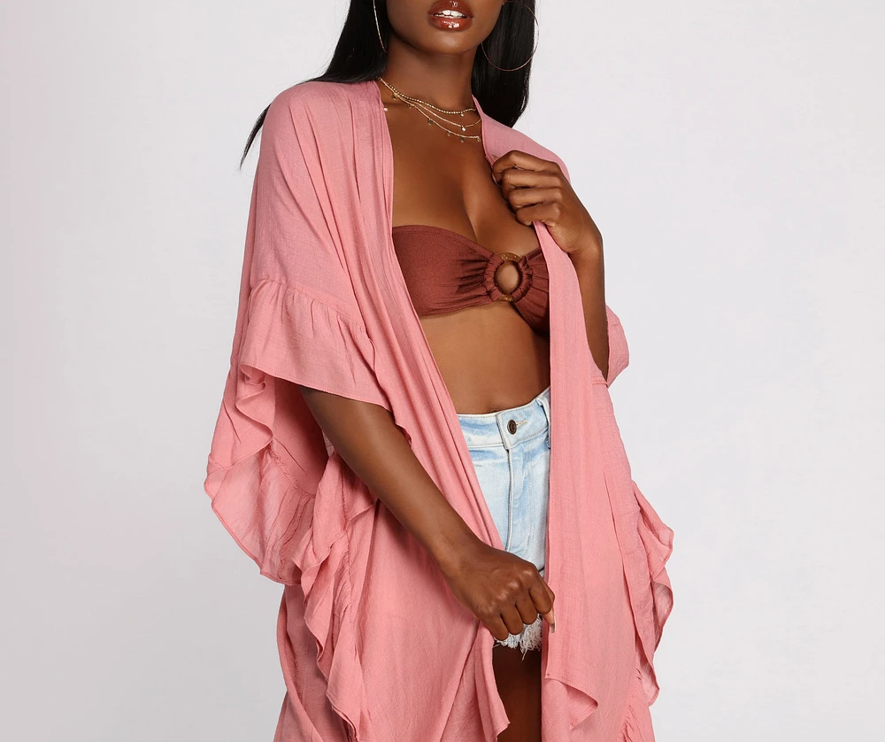 Just Relaxin' Ruffled Kimono