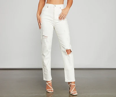 Iconic High Rise Destructed Boyfriend Jeans