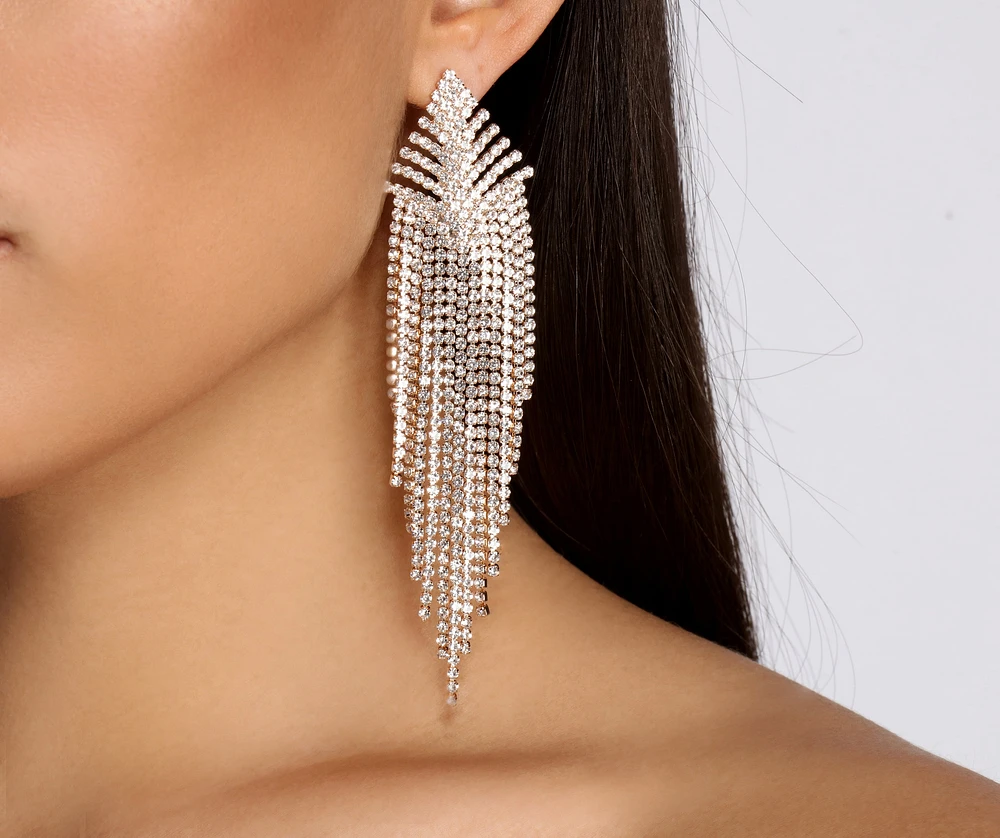 Unique Feels Rhinestone Fringe Earrings