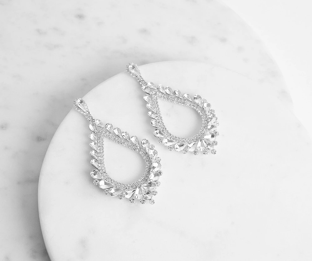 Have It All Chandelier Rhinestone Earrings