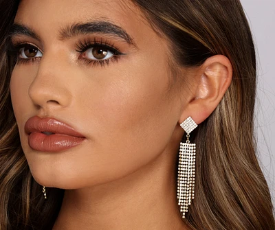 Romantic Rhinestone Fringe Duster Earrings