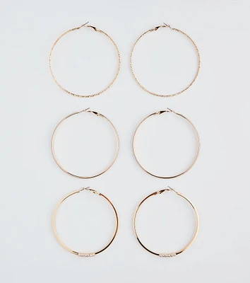 Simply Sleek Three-Pack Hoop Earrings Set