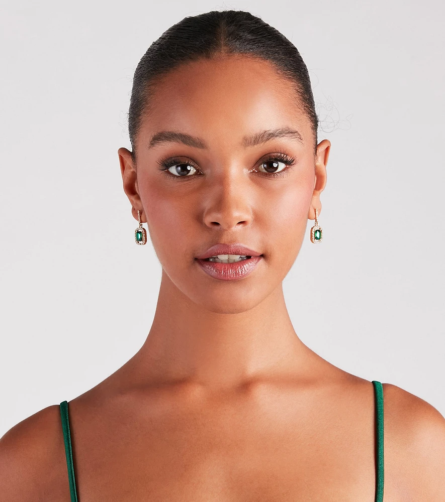 Simply Luxe Halo Gemstone Stud Earrings