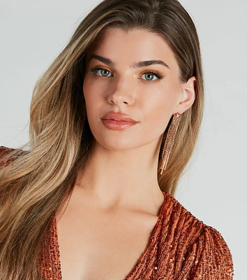 Cascading Glam Rhinestone Fringe Earrings