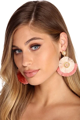 Two-Tone Tassel Fan Earrings