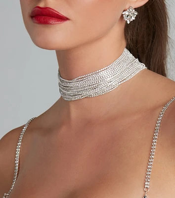 Glamorous Affair Rhinestone Choker Necklace