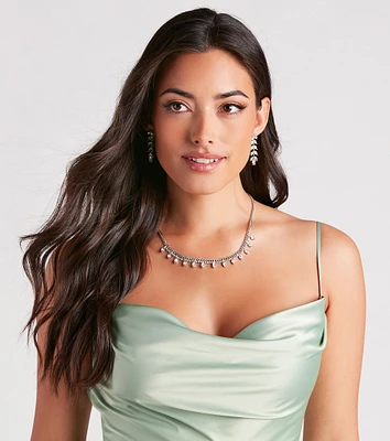 Let's Get Glam Rhinestone Necklace And Earrings Set