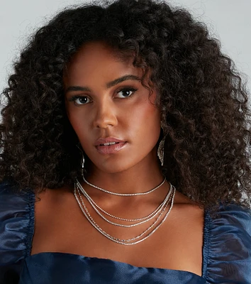 Meant To Be Rhinestone Layered Necklace Set