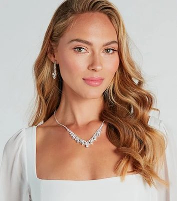 Living Luxe Rhinestone Necklace And Earrings Set