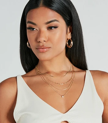 Stylish Shine Layered Charm Necklace