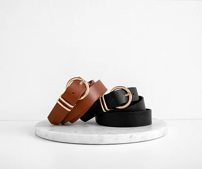 Staple Faux Leather Belt 2 Pack