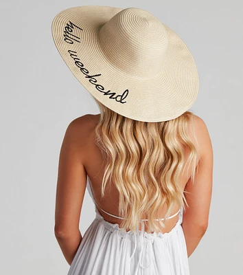 Hello Weekend Straw Floppy Hat