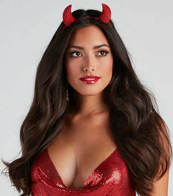 Devious Hottie Rhinestone Horn Headband