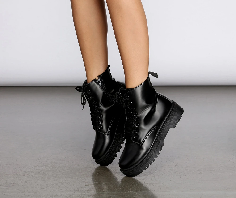 Don't Mess With Me Platform Combat Boots