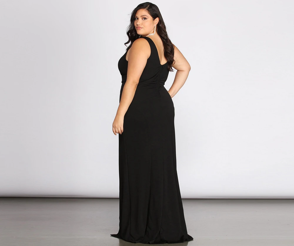 Plus Kaitlyn Formal High Slit Dress
