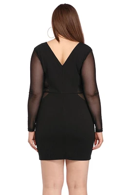 Plus Mesh Applique Bodycon