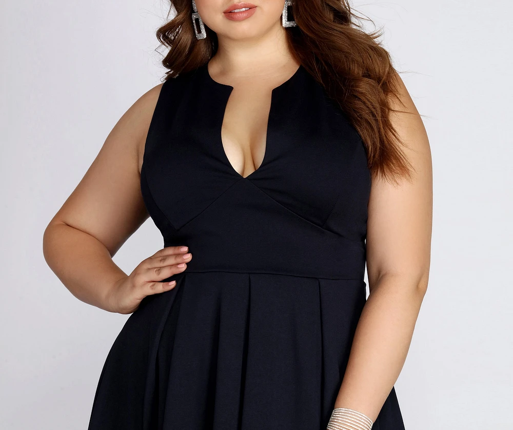 Plus Pretty And Pleated Skater Dress