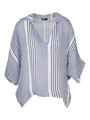 M Made Italy – Haut tissé pour femme Combo bleu marine