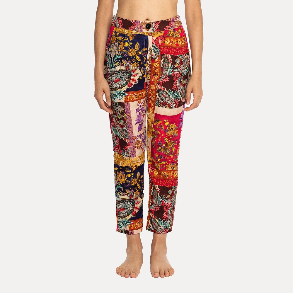 Astrid — Pantalon Carte Postale Imprimé Patchwork