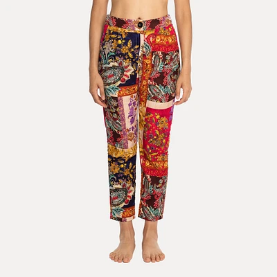 Astrid — Pantalon Carte Postale Imprimé Patchwork