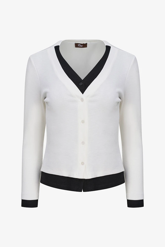 Cardigan à bordure contrastante | Ema&Carla