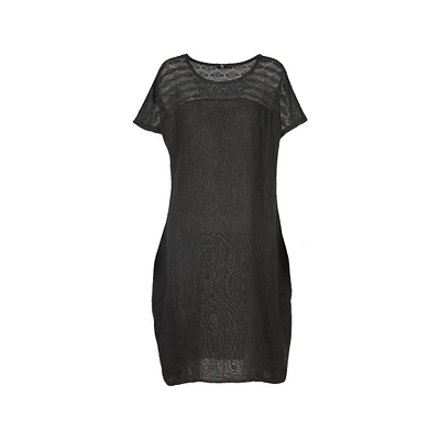 M Made Italy — Robe à manches courtes en tricot et tissu tissé pour femme