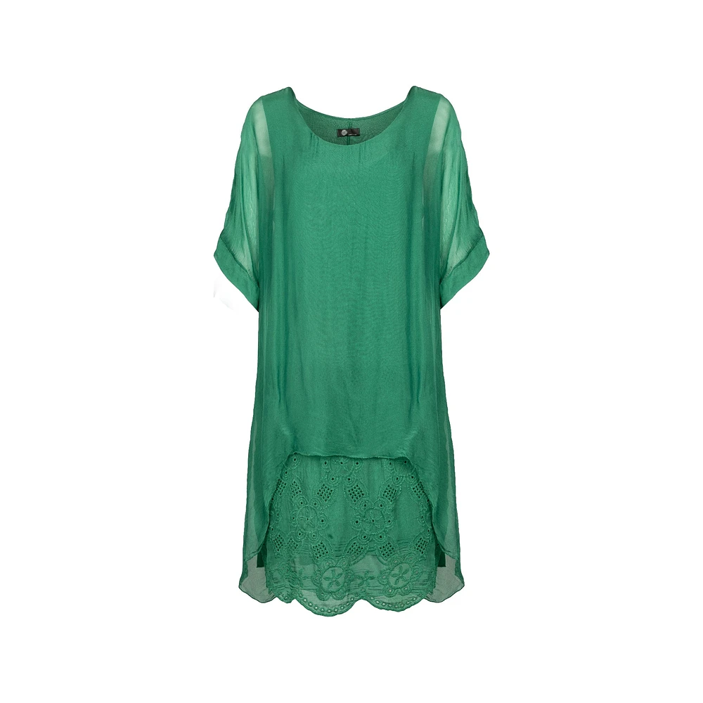 M Made Italy — Women's Woven and Knitted Three-Quarter Sleeve Dress