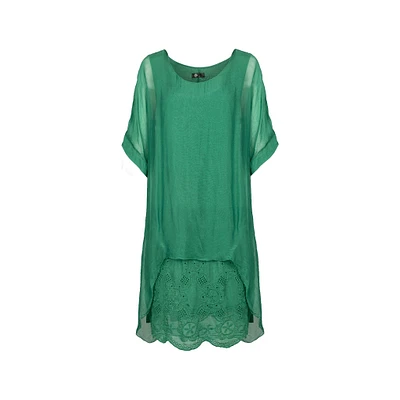 M Made Italy — Women's Woven and Knitted Three-Quarter Sleeve Dress