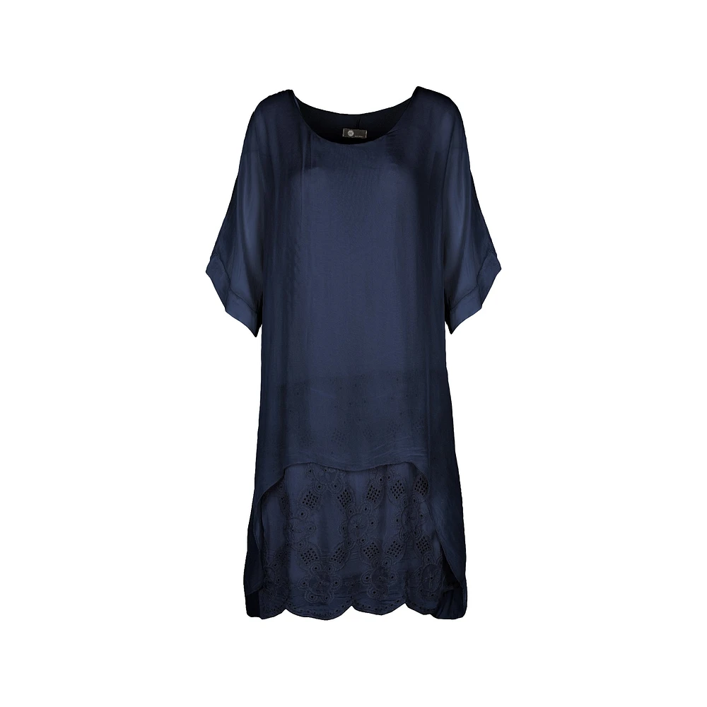 M Made Italy — Women's Woven and Knitted Three-Quarter Sleeve Dress
