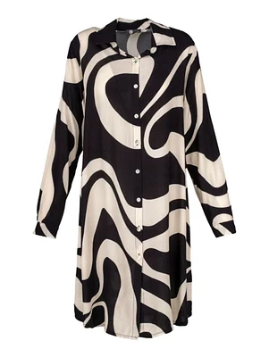 M Made Italy – Robe chemise tissée pour femme Combo noir