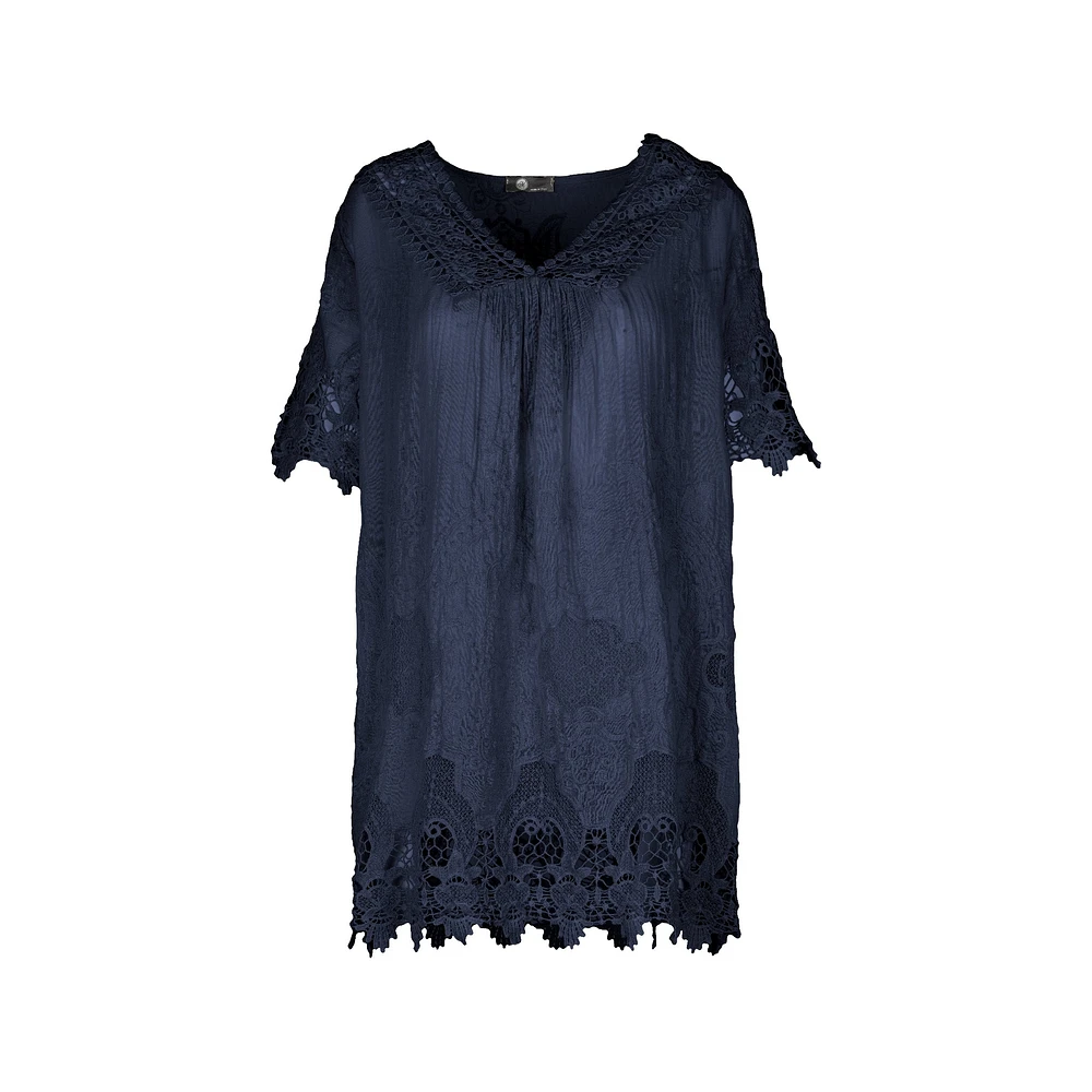 M Made Italy — Women's Woven Short Sleeve Tunic