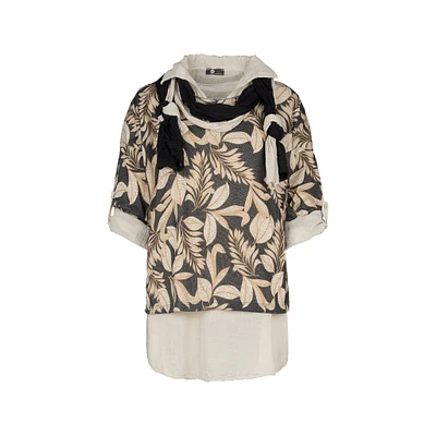 M Made Italy — Chemise à manches trois-quarts tissée et tricotée pour femme