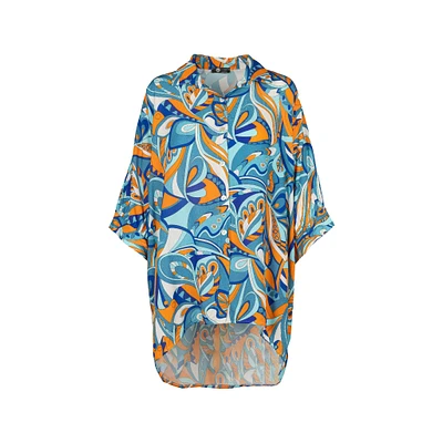 M Made Italy — Chemise tissée à manches trois-quarts pour femme
