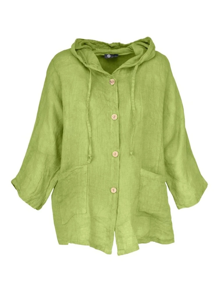 M Made Italy – Ladies Woven Button-Down Hooded Jacket And Sleeves