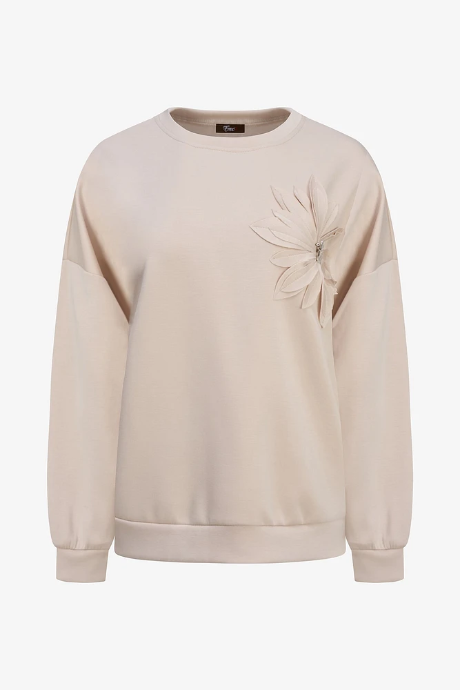 Floral Beige Sweatshirt | Ema&Carla