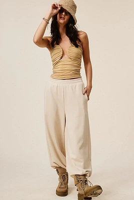 Beige Wide Leg Sweatpants