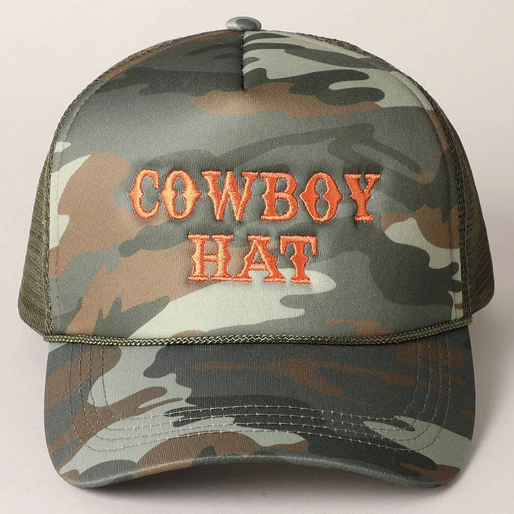 Camo Cowboy Embroidery Trucker Hat