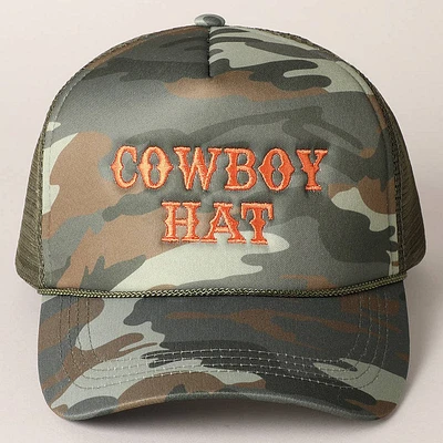 Camo Cowboy Embroidery Trucker Hat