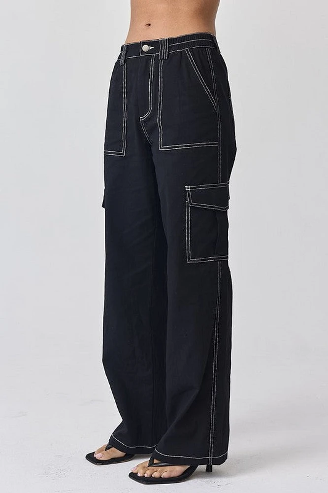 Black Contrasting Cargo Pants