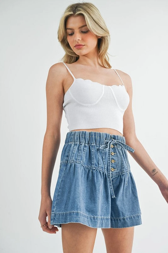 White Scalloped Tank Top