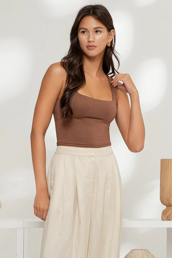 Brown Squared Tank Top