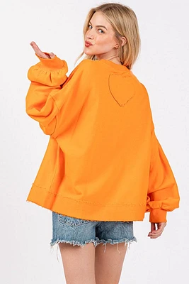 Orange Heart Patch Sweatshirt