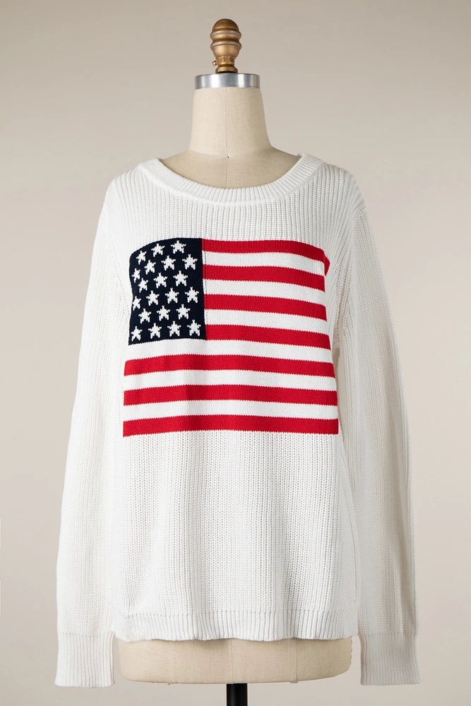 White Flag Knit Sweater
