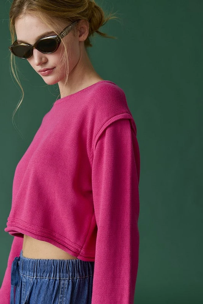 Zoe Fuchsia Loose Fit Cropped Top