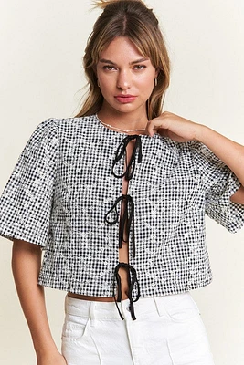 Black Front Tie Blouse