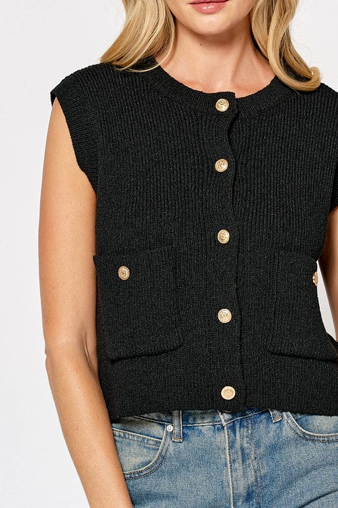 Black Button Vest
