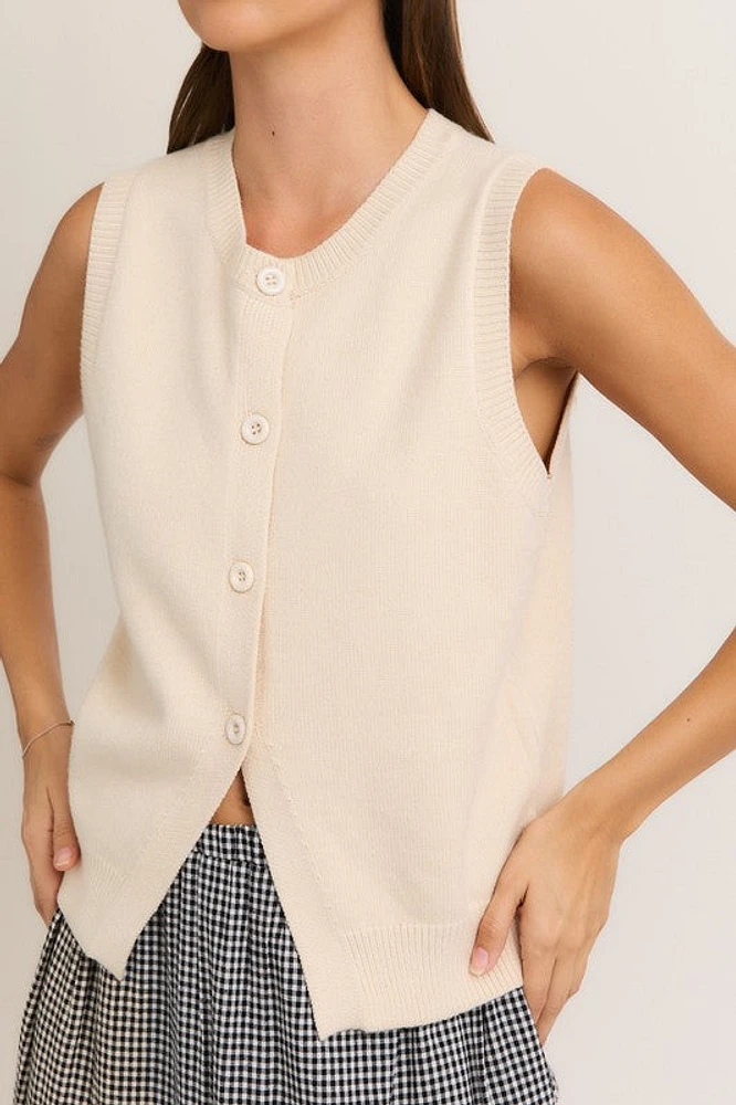 Cream Button Down Sweater
