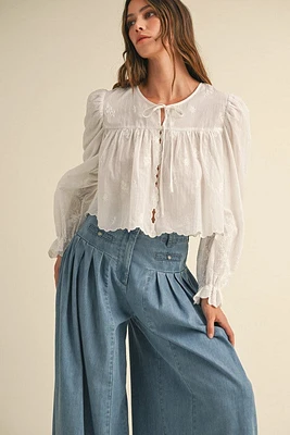 White Scallop Blouse