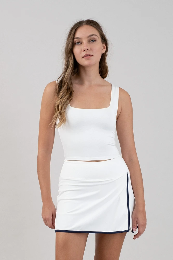 White Squared Tank Top